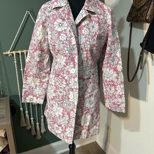 LOFT Pink Floral Trench Coat Size 4P